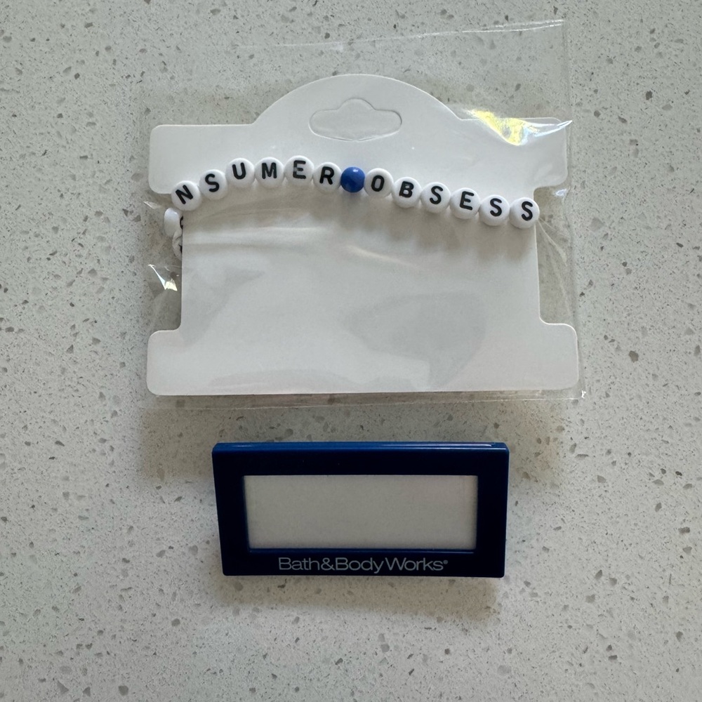 Bath & Body Works Name Tag with RARE friendship bracelet Good 4 Costume, Cosplay